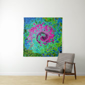 ホットピンクとブルーグルービー抽象芸術レトロ旋回 タペストリー (インサイチュ(横))