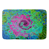 ホットピンクとブルーグルービー抽象芸術レトロ旋回 バスマット (正面)