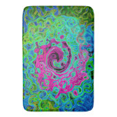 ホットピンクとブルーグルービー抽象芸術レトロ旋回 バスマット (正面縦)