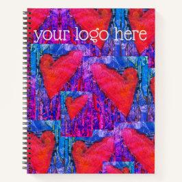 ホットピンクとブルーマルチハート ノートブック