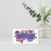 ホットピンクとブルーライフスキル漫画のステッカー 名刺 (スタンド正面)