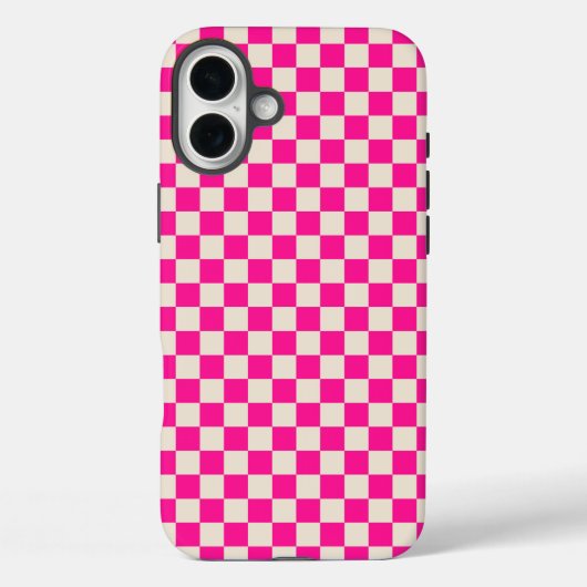 ホットピンクとベージュの市松模様 Case-Mate iPhoneケース (裏面)