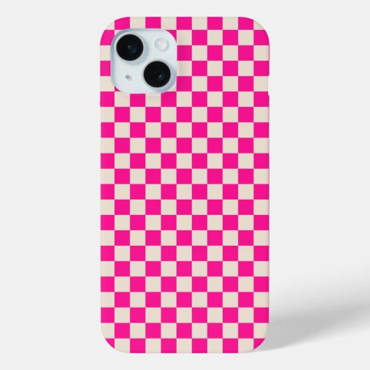 ホットピンクとベージュの市松模様 Case-Mate iPhoneケース (裏面)