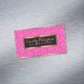 ホットピンクとホワイトのグリッターパターン マグネット名刺 (インサイチュ)