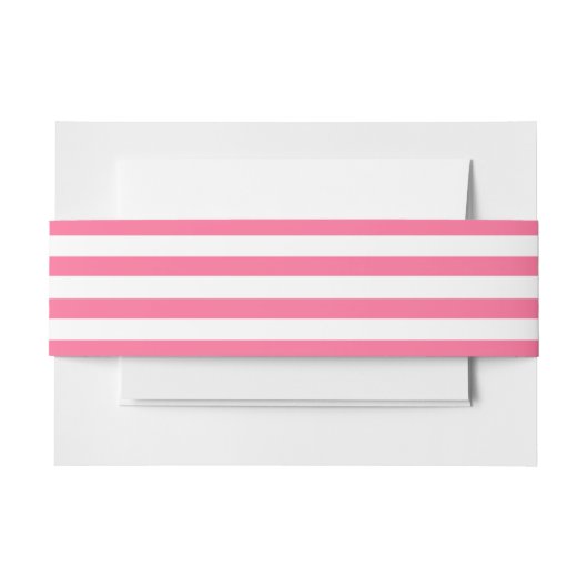 ホットピンクとホワイトのストライプの招待状用帯 招待状ベリーバンド (正面例)