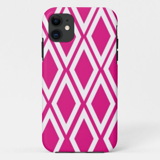 ホットピンクとホワイトのダイヤ柄 Case-Mate iPhoneケース (裏面)