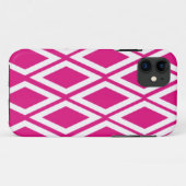 ホットピンクとホワイトのダイヤ柄 Case-Mate iPhoneケース (裏面(横))