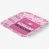 ホットピンクとホワイトのパーソナライズされた卒業 ペーパープレート (傾斜あり)