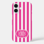 ホットピンクとホワイトのモノグラムストライプ Case-Mate iPhoneケース (裏面)