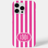 ホットピンクとホワイトのモノグラムストライプ Case-Mate iPhoneケース (裏面)