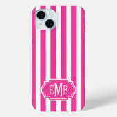 ホットピンクとホワイトのモノグラムストライプ Case-Mate iPhoneケース (裏面)