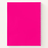 ホットピンクとホワイトの先生名 ノートブック (裏面)