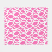 ホットピンクとホワイトの抽象芸術線パターン フリースブランケット (正面(横))