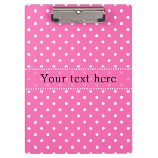 ホットピンクとホワイトの水玉模様パターン クリップボード (正面)