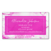 ホットピンクとホワイトウォーターのカラー洗ガーリー浄 マグネット名刺 (正面)