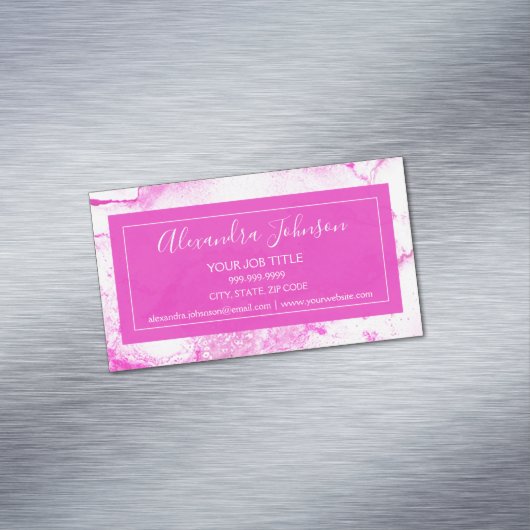 ホットピンクとホワイトウォーターのカラー洗ガーリー浄 マグネット名刺 (インサイチュ)