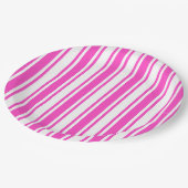 ホットピンクとホワイトキャンディストライプー ペーパープレート (アングル)