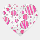 ホットピンクとホワイトゼブラの水玉模様 ハートシール (正面)