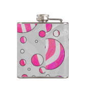ホットピンクとホワイトゼブラの水玉模様 フラスク (裏面)