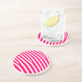 ホットピンクとホワイトゼブラ印刷 コースター (側面)