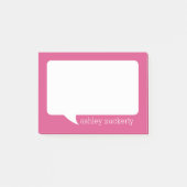 ホットピンクとホワイトトークバブルの名パーソナライズされた前 ポストイット (正面)