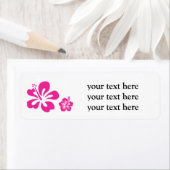 ホットピンクとホワイトハイビスカスのフローラ住所 シール (インサイチュ)