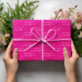 ホットピンクとホワイトハッピースウィート16かわいいボウ名 ラッピングペーパーシート