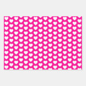 ホットピンクとホワイトハート ラッピングペーパーシート (正面2)