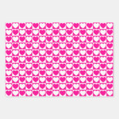 ホットピンクとホワイトハート ラッピングペーパーシート (正面)