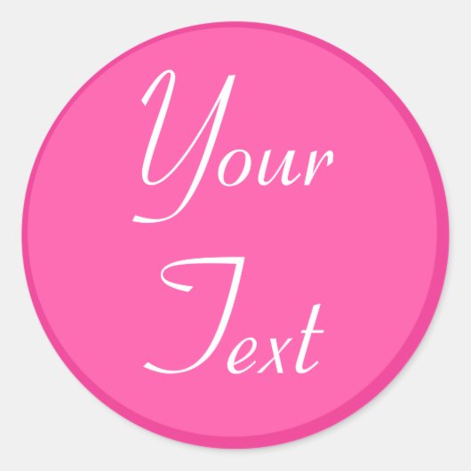 ホットピンクとホワイトパーソナル封筒用シール(文字付き) ラウンドシール (正面)