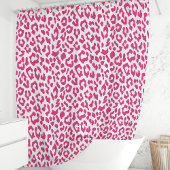 ホットピンクとホワイトヒョウ シャワーカーテン