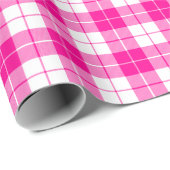 ホットピンクとホワイトプレイドの模様のラッピング紙 ラッピングペーパー (ロールコーナー)