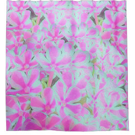 ホットピンクとホワイトペパーミントツイストガーデンフロックス シャワーカーテン