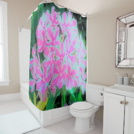 ホットピンクとホワイトペパーミントツイストガーデンフロックス シャワーカーテン