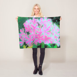 ホットピンクとホワイトペパーミントツイストガーデンフロックス フリースブランケット