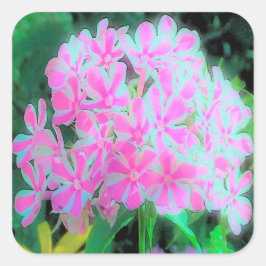 ホットピンクとホワイトペパーミントツイストフラワー スクエアシール