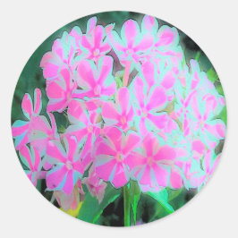 ホットピンクとホワイトペパーミントツイストフラワー ラウンドシール