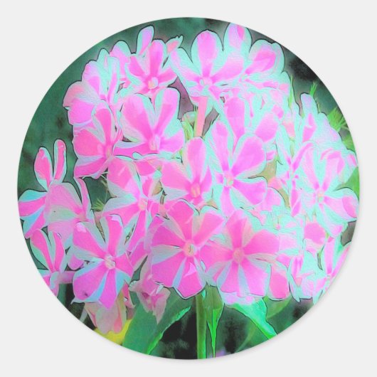 ホットピンクとホワイトペパーミントツイストフラワー ラウンドシール (正面)