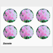 ホットピンクとホワイトペパーミントツイストフラワー ラウンドシール (シート)