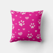 ホットピンクとホワイトポープリントとハート枕 クッション (裏面)
