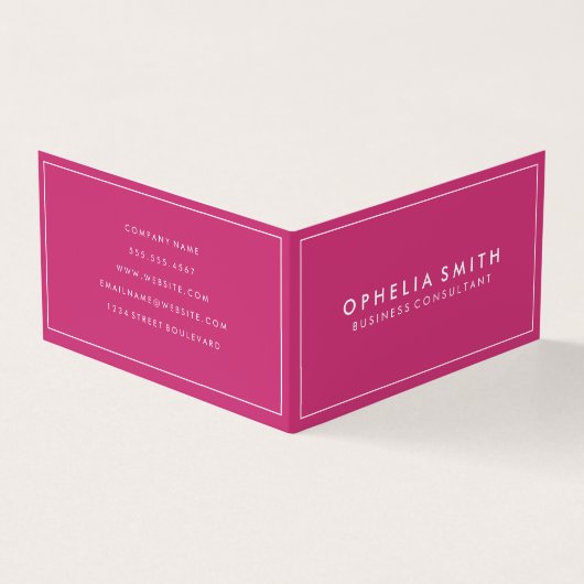 ホットピンクとホワイトミニマ縁どリスト 名刺 (外部)