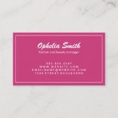 ホットピンクとホワイトミニマ縁どリスト 名刺 (正面)