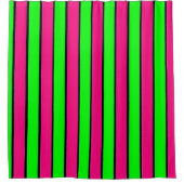 ホットピンクとライムグリーンのストライプ シャワーカーテン (正面)