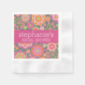 ホットピンクとライムグリーンの花 - ブライダルシャワー 縁ありカクテルナプキン (正面)