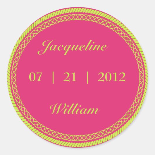 ホットピンクとライムグリーン蛍光/ネオンラベル ラウンドシール (正面)