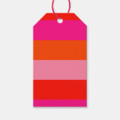 ホットピンクと明るいオレンジのストライプ ギフトタグ (正面)