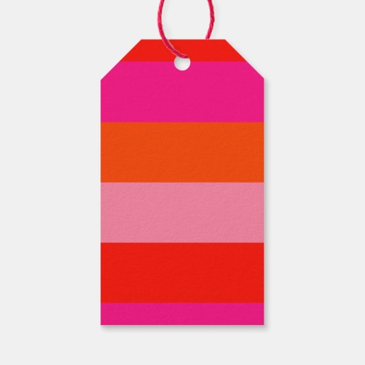 ホットピンクと明るいオレンジのストライプ ギフトタグ (裏面)