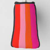 ホットピンクと明るいオレンジのストライプ ゴルフヘッドカバー (回転90)