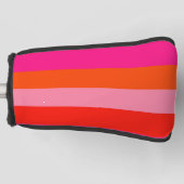 ホットピンクと明るいオレンジのストライプ ゴルフヘッドカバー (正面)