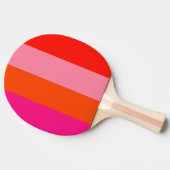 ホットピンクと明るいオレンジのストライプ 卓球ラケット (横)